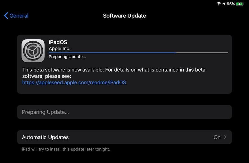 ipad preparing update stuck
