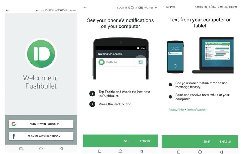 pushbullet interface