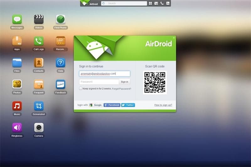 airdroid cast web interface