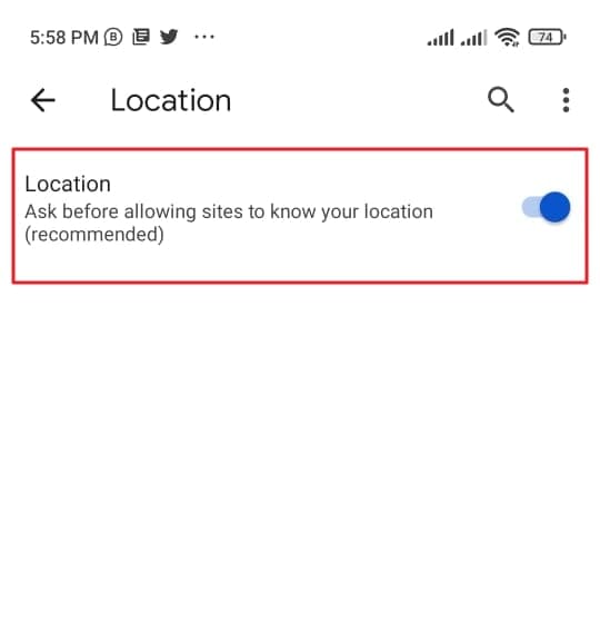disable the location option