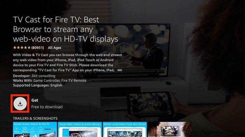 download tv cast for the fire tv app