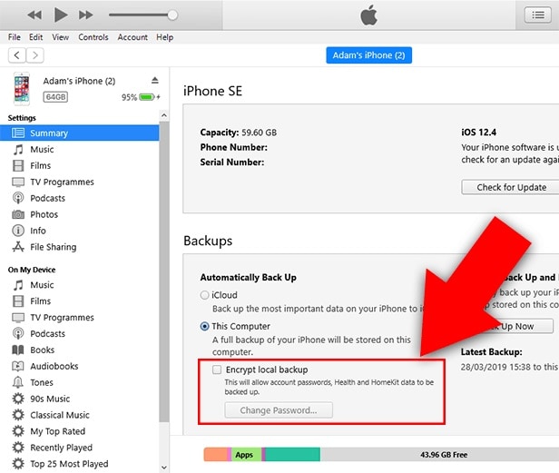 encrypt local backup