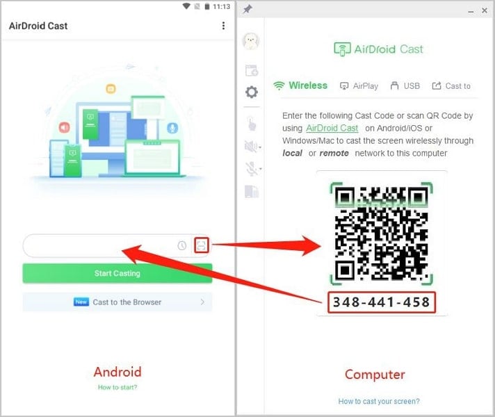 use the airdroid wireless option