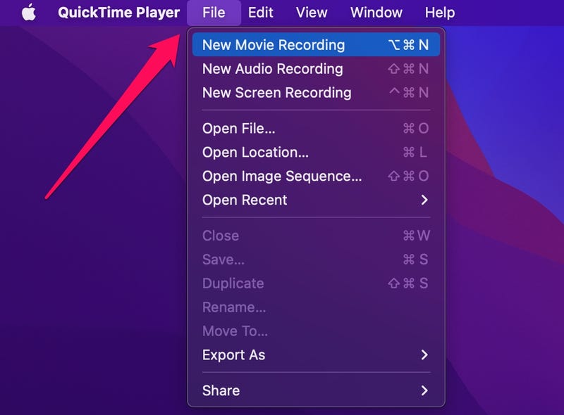 select the new movie recording option