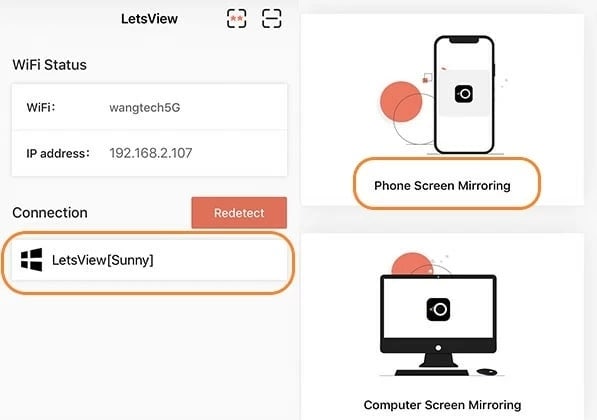 choose phone screen mirroring