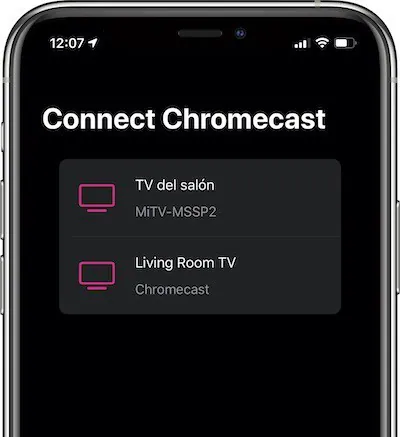 choisissez l'appareil chromecast