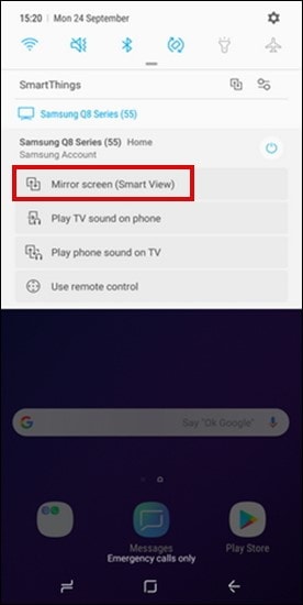 click the mirror screen smart view option