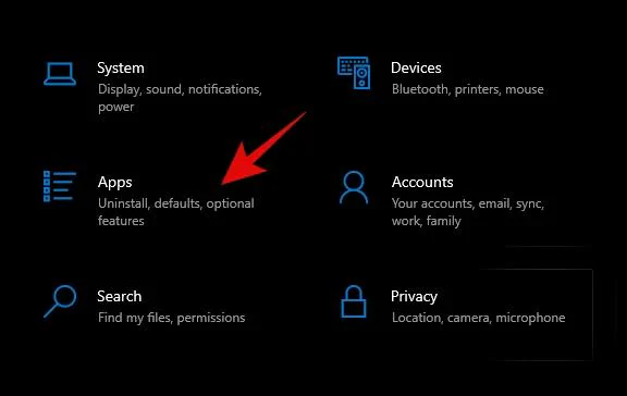 abra la configuración en la PC y seleccione aplicaciones