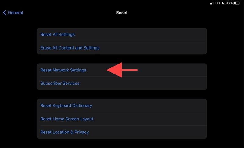 reset network setting