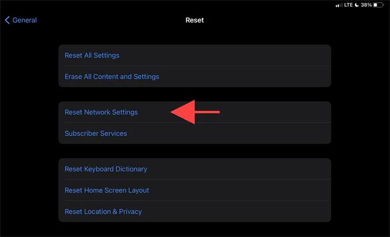 reset network setting