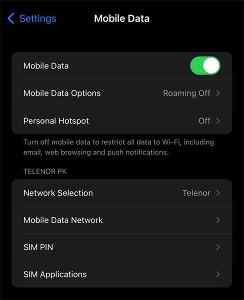disable and enable cellular data