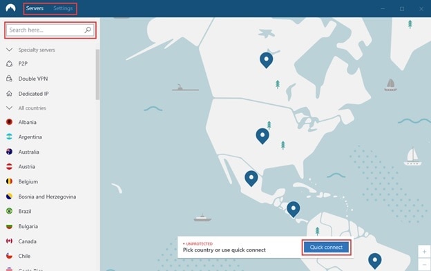 use nordvpn quick connect