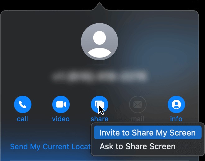 share mac screen via imessage built in screen share
