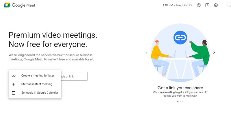 start meeting on google meet