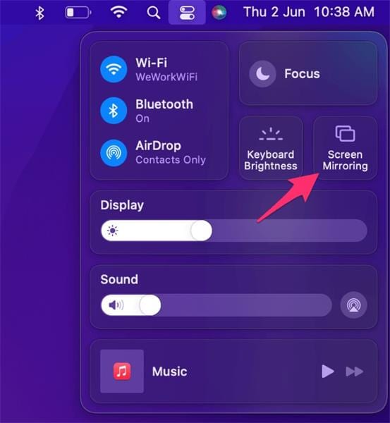 select screen mirroring under airplay