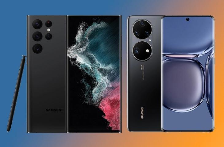 huawei p50 pro and samsung galaxy s22 ultra devices