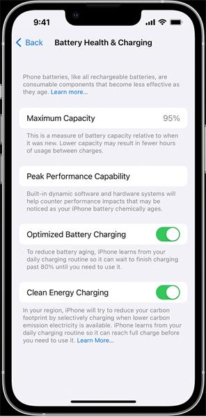 check iphone battery health and usage