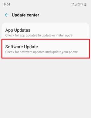 tap on software update