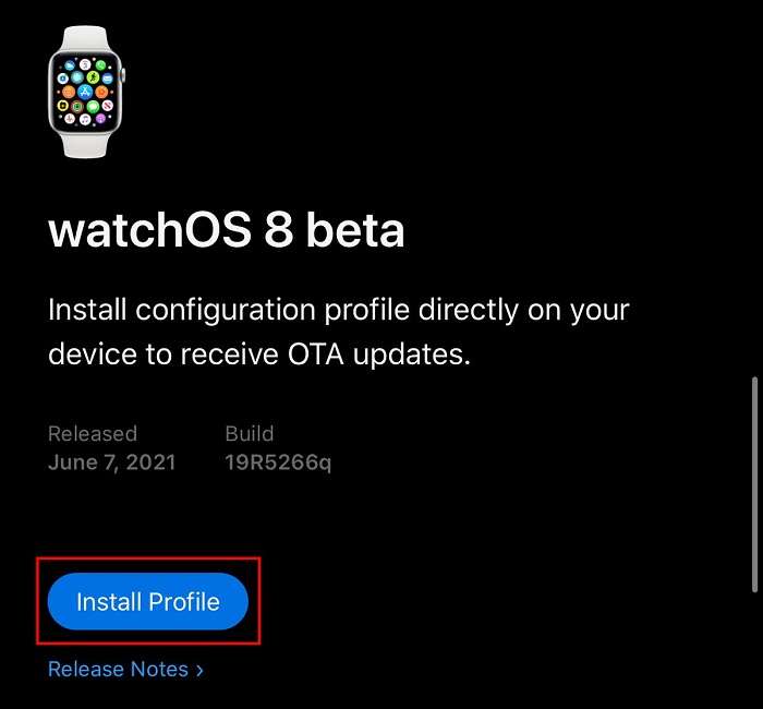 perfil beta de apple watch