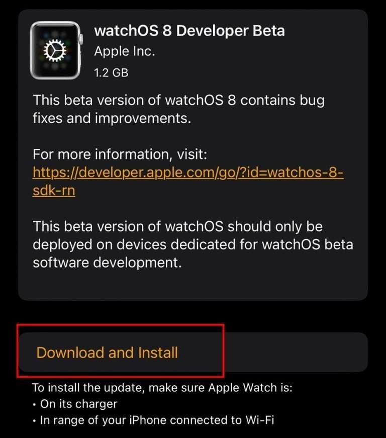 apple watch beta profile download and install