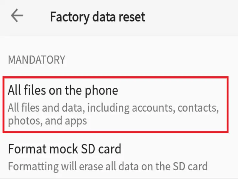 Factory Reset su xiaomi 5a