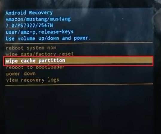 select wipe cache partition option