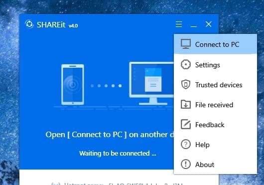shareit connect to pc