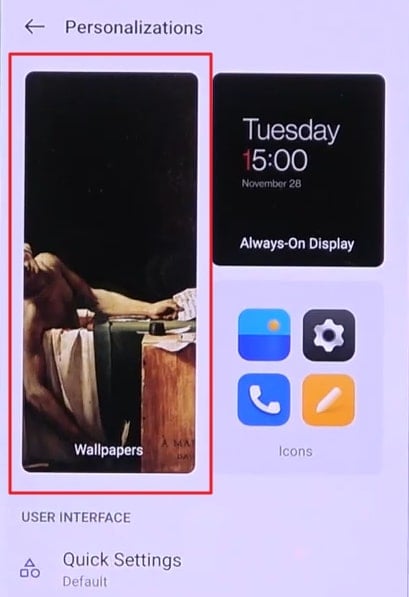 select the wallpapers option
