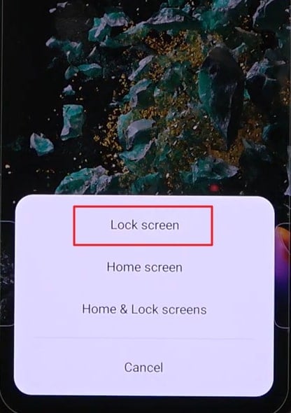 tap on lock screen option
