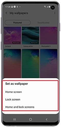 select the option for wallpaper