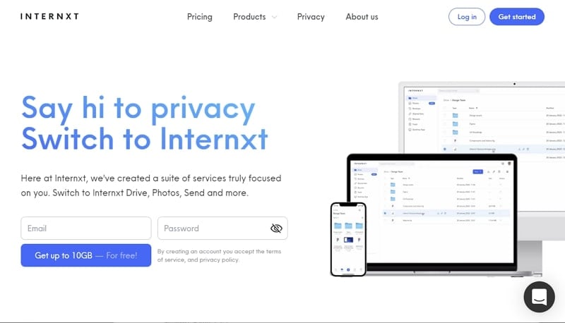 internxt file sharing platform