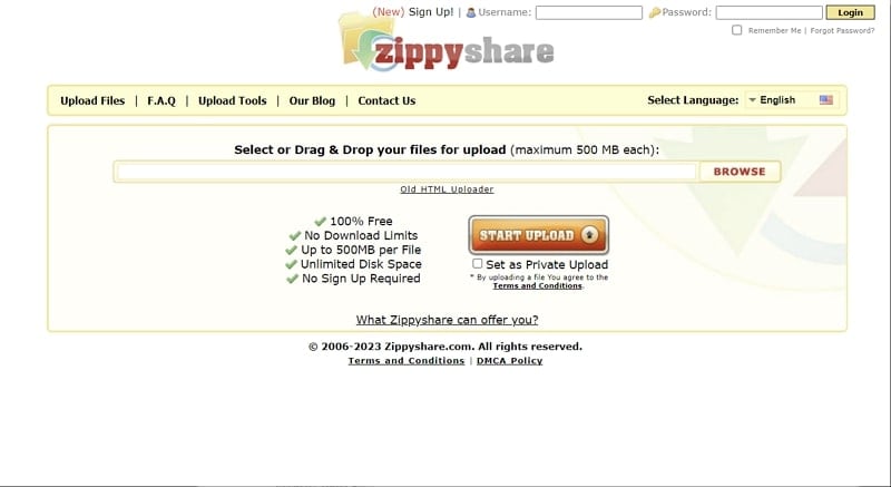 أداة مشاركة الملفات zippyshare