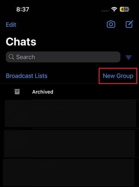 tap on new group option