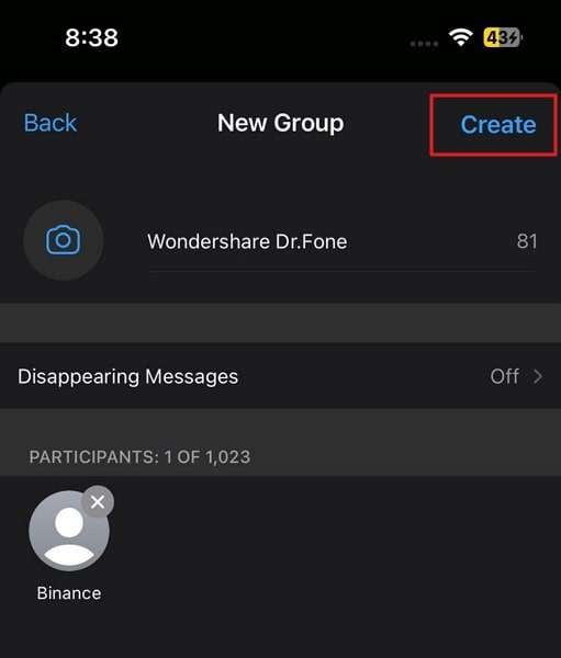 create the whatsapp group