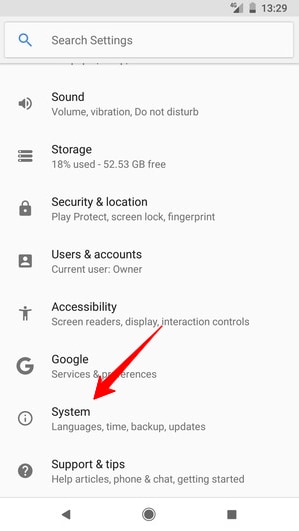 finding settings in android oreo