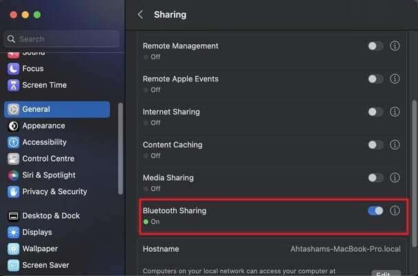 Bluetooth sharing on macbook