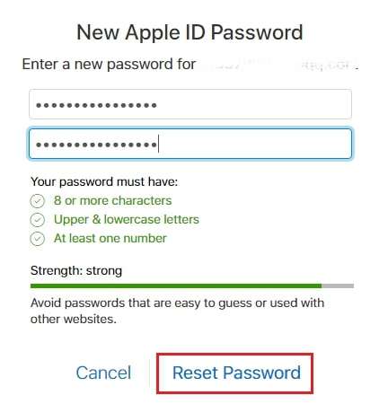 tap on the reset password option