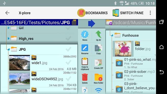 xplore file manager dual pane interface