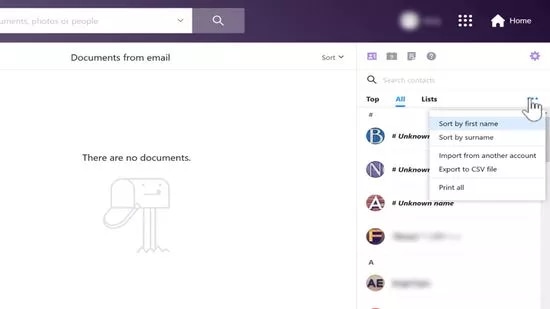 yahoo contacts actions button