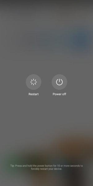 android interface restart and power off
