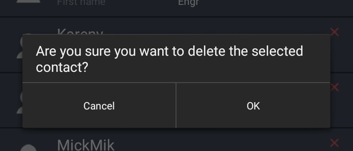 delete selected contacts