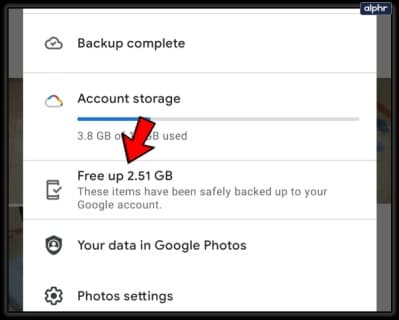 google photo storage and cache