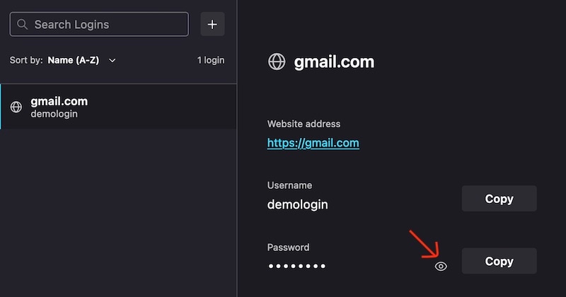 view gmail password in firefox