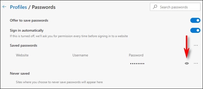 view gmail password in edge