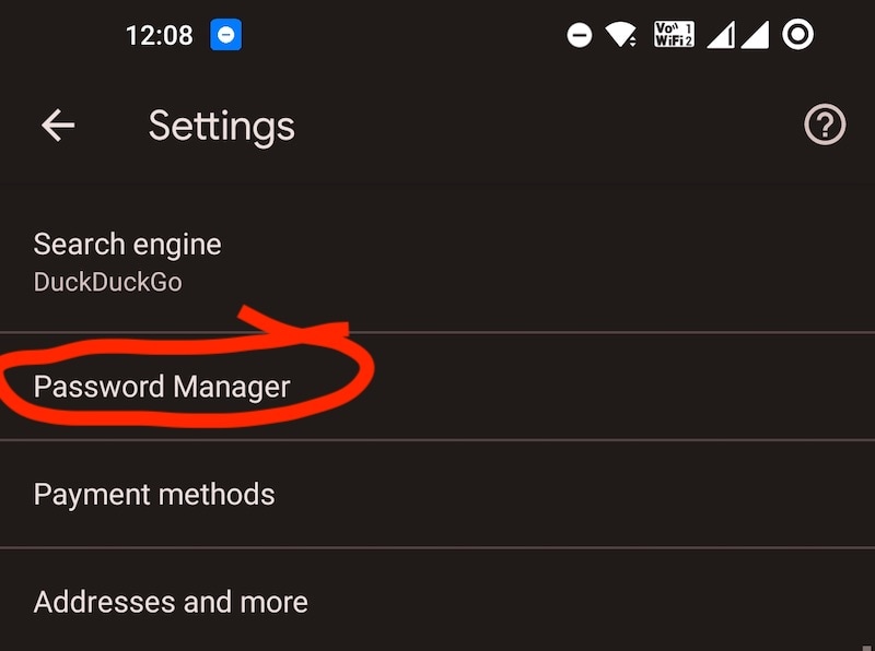 password manager chrome android