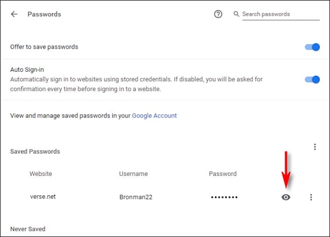find gmail password in chrome