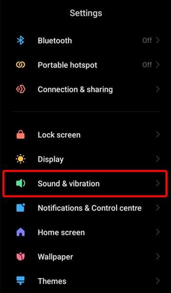Select Sound & vibration on Androidâ€™s Settings