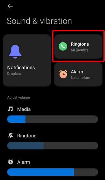 Select the Ringtone option