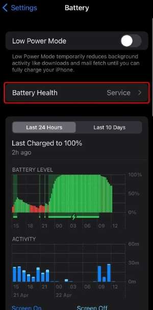  وضع الطاقة المنخفضة لبطارية iphone