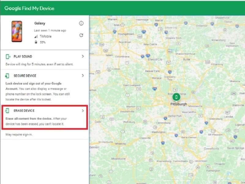 google find my device feature